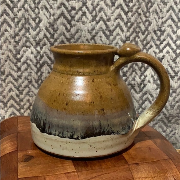 Artisan ceramic thumbprint coffee mug